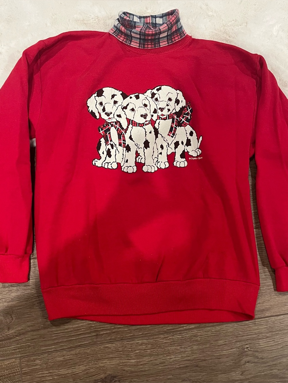 Vintage Dalmatian Plaid Turtleneck Sweatshirt